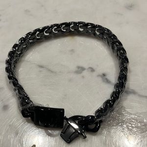 Black Metal chain link dog collar with clasp for ID tags NEW med size